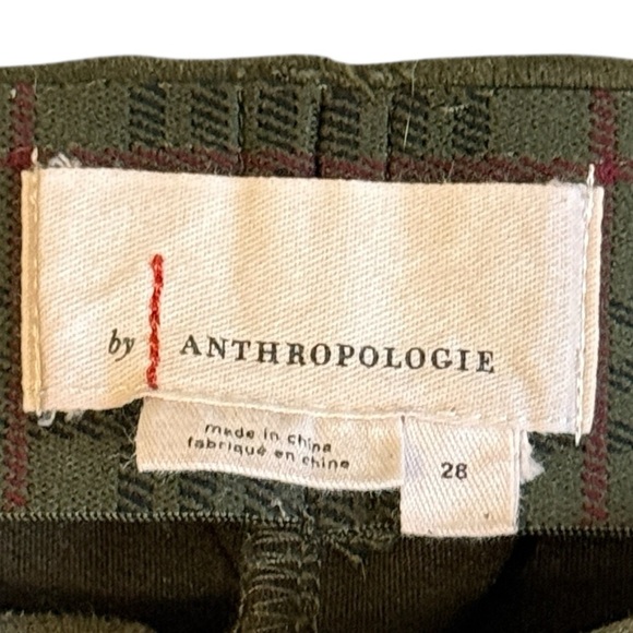 Anthropologie Olive Faux Suede Zip Split Hem Cropped Legging Pants Size 28 #1685 - Picture 5 of 6